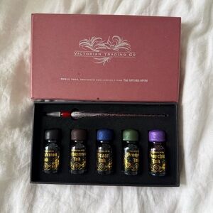 Victorian Trading Co. Spell Ink Set with Glass Dip Pen - Burgundy Box